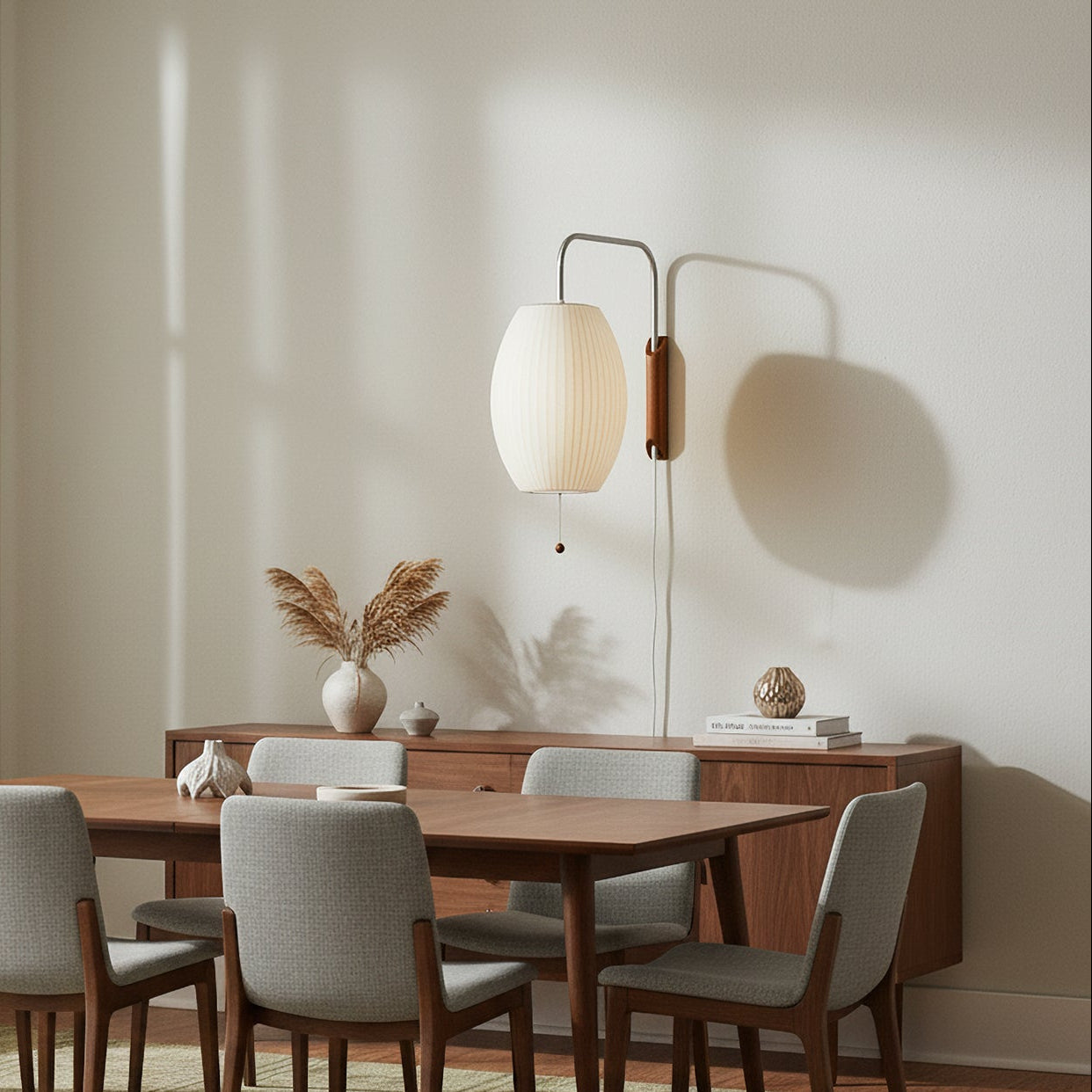 Wandlamp Nelson Bubble Polymeer Staalwire Walnoot Wit Mid-Century E27 4 Vormen Slaapkamer | Restfield
